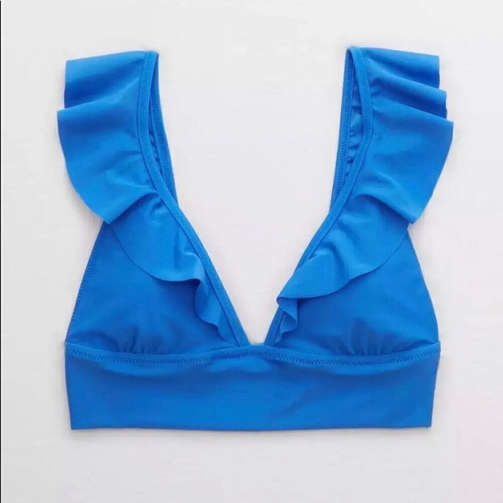 aerie - Blue Ruffle Triangle Bikini Top​​​​​​​ - Picture 10 of 11